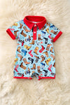 Lt. Blue multi-printed western printed baby romper with snaps. RPB60287 JEAN