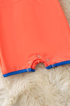 Orange western romper with royal blue hem. RPB60288 SOL