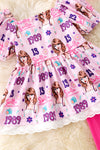 Swift*e girls embroidered tunic and fuchsia leggings. OFG50623 SOL