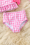 Pink Gingham long sleeve swimsuit. SWG60094 SOL