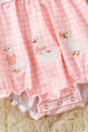 Geese printed baby romper with gingham pattern. RPG61171 AMY