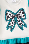 Cow printed bow ruffle top and cow printed pants. OFG60880 JEAN
