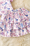 Western printed crop top and 3 tiered layered skort. OFG61002 AMY