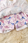 Western printed crop top and 3 tiered layered skort. OFG61002 AMY