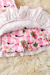 Pink Western boot printed crop top and 3 tiered layered skort. OFG61001 SOL