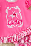 Pink Howdy cute ruffle top & coquette bow shorts. OFG60882 JEAN