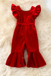 Red Velvety baby romper with snaps. RPG60831 SOL