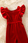 Red Velvety baby romper with snaps. RPG60831 SOL