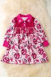 Fuchsia Western disco printed girls long sleeve dress. DRG53647 AMY