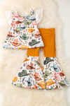 Multi-printed western tunic and matching bell bottoms. OFG51932 SOL