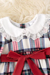Cute plaid printed baby onesie with cute lace. RPG52873 AMY