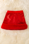 Red sequins skirt with faux fur trim. DRG53536 SOL
