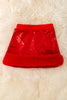 Red sequins skirt with faux fur trim. DRG53536 SOL