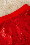 Red sequins skirt with faux fur trim. DRG53536 SOL