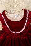 Maroon velvety Christmas dress with under shirt. OFG51673 AMY
