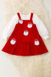 Super cute corduroy red dress with santa patch & long sleeve under shirt.  OFG51687 JEAN