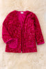 TPG41225 NAY: Fuchsia sequins cardigan with pockets.