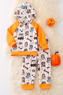  🍁OFB40202 WEN: Halloween printed jogger set for boys.🍁