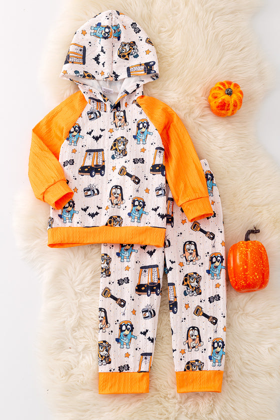 🍁OFB40202 WEN: Halloween printed jogger set for boys.🍁