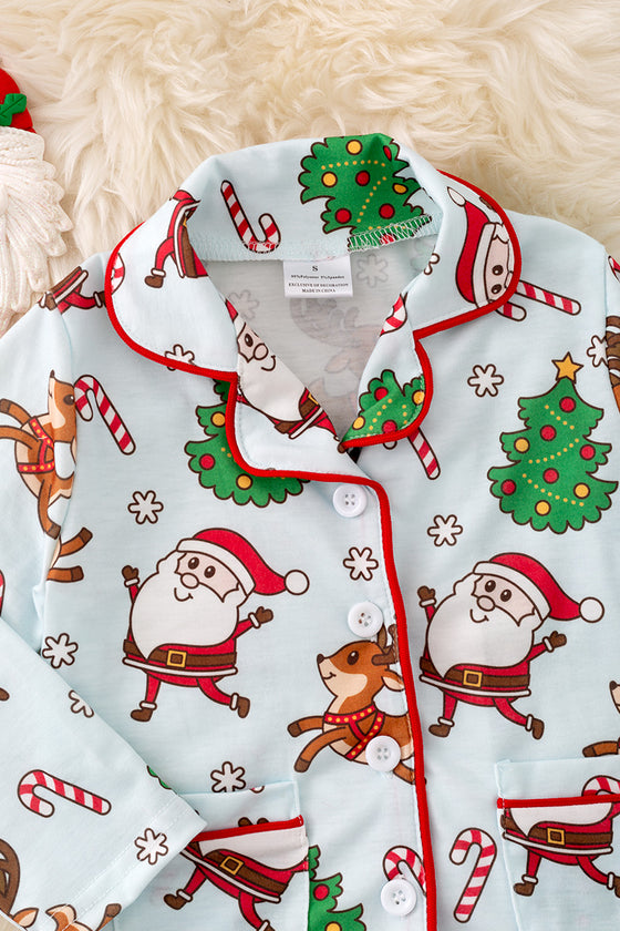 PJG40187 NAYDINE : Santa printed unisex pajamas set.