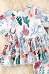 Western printed double layer tunic & cute pants. OFG51041 AMY