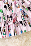 Pink & white stripe character printed skort set. OFG50906 JEAN
