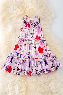  Swiftie printed dress W/ruffle. DRG41535 JEAN