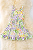 Summer fun floral printed ruffle hem dress. DRG41502 AMY C