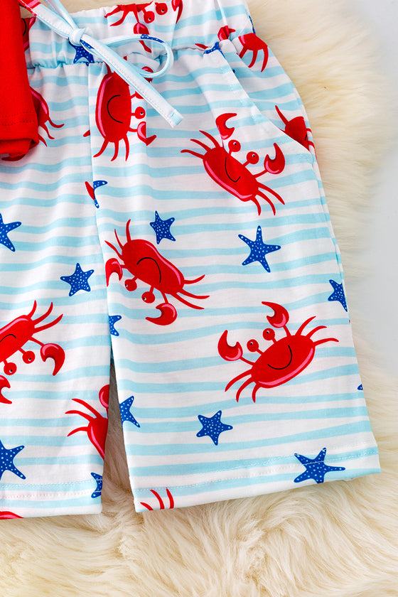 Boys crab printed boys set. OFB40097-AMY