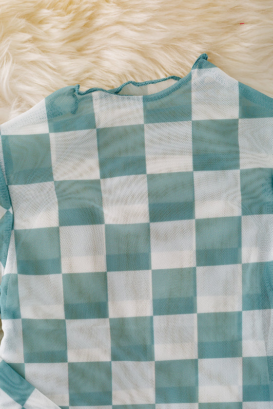 cameo green & white checkered mesh top. TPG40783 loi