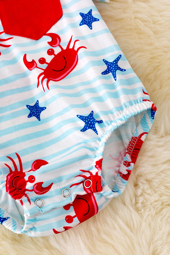 Boys crab printed onesie with snaps. RPB40175 SOL