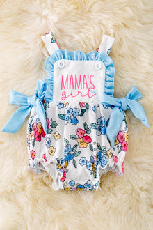  Mama's Girl floral romper with cute side bows. RPG40363 LOI
