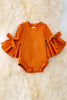 RPG40286 NAY: burnt orange bubble sleeve baby onesie w/snaps.