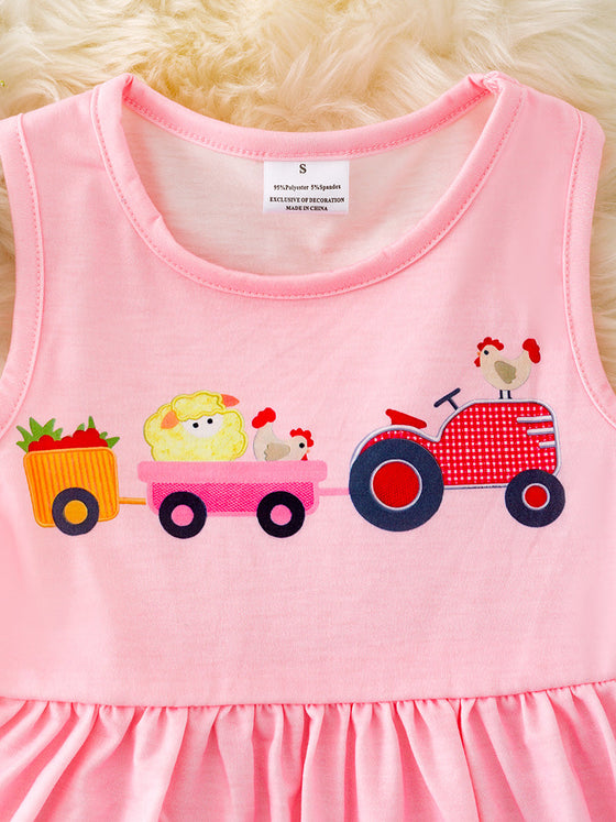 Farm girl pink flare dress.  DRG41260 LOI