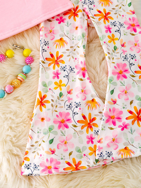 Farm girl pink angel sleeve top & floral pants. OFG40897 WENDY