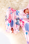 Lt.pink character printed girls dress w/bubble sleeve. DRG51603 AMY
