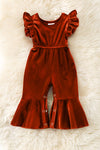 Rust Velvety baby romper with snaps. RPG60832 SOL