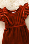 Rust Velvety baby romper with snaps. RPG60832 SOL
