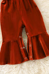 Rust Velvety baby romper with snaps. RPG60832 SOL