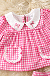 Fuchsia Gingham baby tunic and baby bloomers. RPG61275 SOL