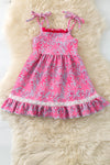 Fucshia sea Star printed cute flare dress. DRG60748 AMY