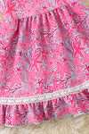 Fucshia sea Star printed cute flare dress. DRG60748 AMY