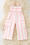 Pink & white stripe wide leg jumpsuit. PNG60070 JEAN