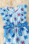Patriotic bow printed jumpsuit with checker. PNG60138 JEAN