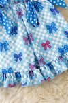 Patriotic bow printed jumpsuit with checker. PNG60138 JEAN