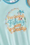 Gone Fishing with daddy" Lt. Blue printed baby bodysuit. RPB60306 AMY