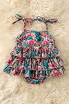 Floral, bull skull & cheetah printed 3 tiered baby bodysuit. RPG60807 AMY