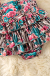 Floral, bull skull & cheetah printed 3 tiered baby bodysuit. RPG60807 AMY