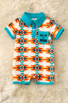 Not my first rodeo" Aztec printed baby romper with snaps. RPB60289 AMY