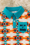 Not my first rodeo" Aztec printed baby romper with snaps. RPB60289 AMY